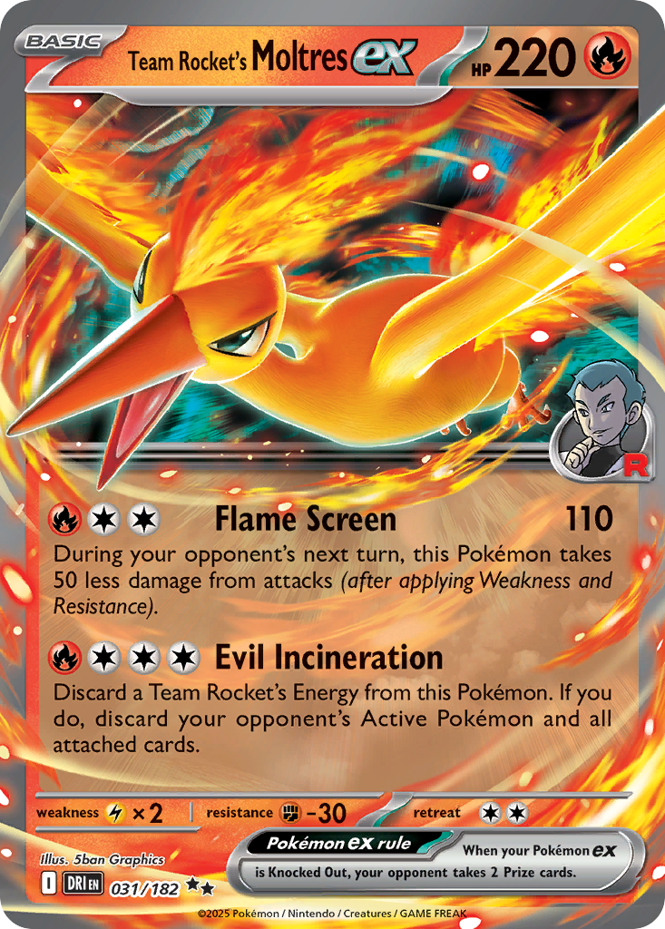 Team Rocket's Moltres ex (Basic Pokémon ex) (DRI-031/182) (Double Rare)