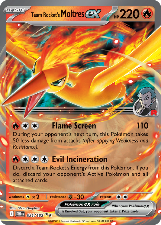 Team Rocket's Moltres ex (Basic Pokémon ex) (DRI-031/182) (Double Rare)