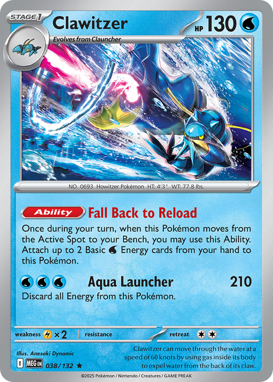 Clawitzer (Stage 1 Pokémon) (MEG-038/132) (Rare)