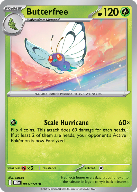 Butterfree (Stage 2 Pokémon) (JTG-003/159) (Rare)