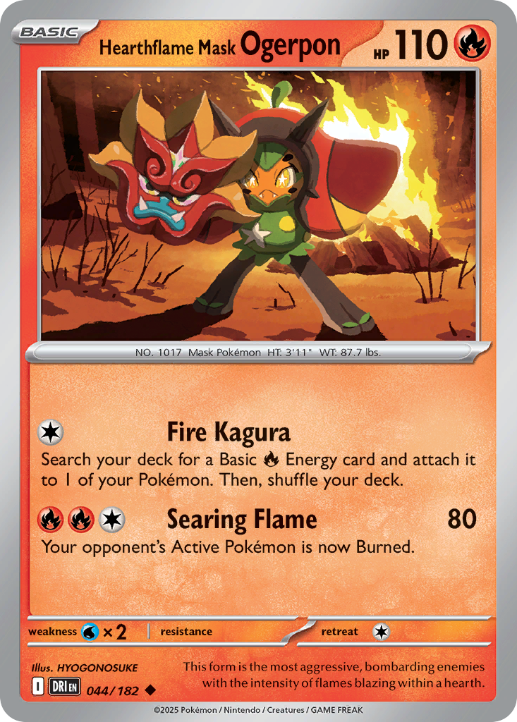 Hearthflame Mask Ogerpon (Basic Pokémon) (DRI-044/182) (Uncommon)