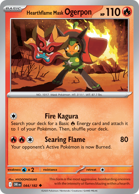 Hearthflame Mask Ogerpon (Basic Pokémon) (DRI-044/182) (Uncommon)