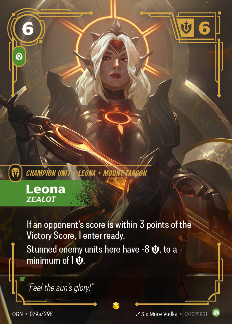 Leona, Zealot (Champion Unit) (OGN-079a/298) (Showcase)