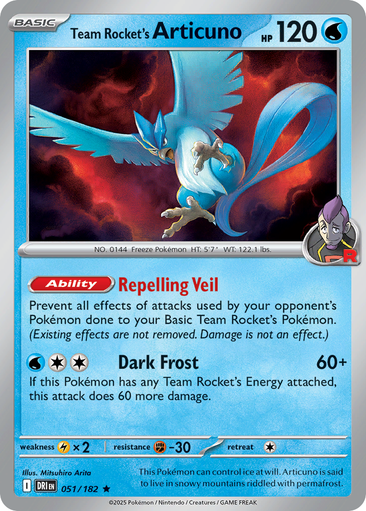 Team Rocket's Articuno (Basic Pokémon) (DRI-051/182) (Rare)