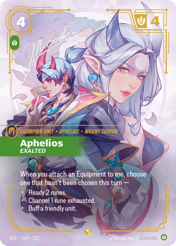 Aphelios Exalted (Champion Unit) (SFD-224*/221) (Showcase Signature)