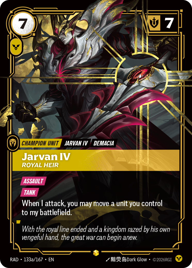 Jarvan IV, Royal Heir (Unit) (RAD-133a/167) (Showcase) (Alternate Art)