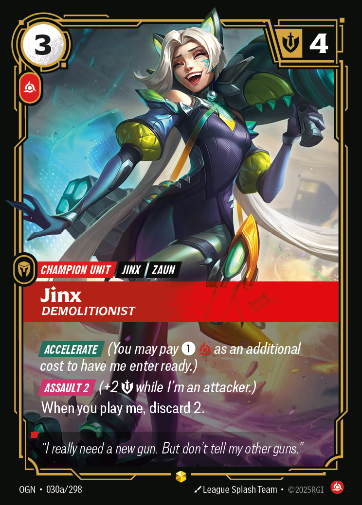 Jinx, Demolitionist (Champion Unit) (OGN-030a/298) (Showcase)