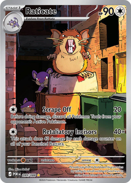 Raticate (Stage 1 Pokémon) (POR-099/088) (Illustration Rare)