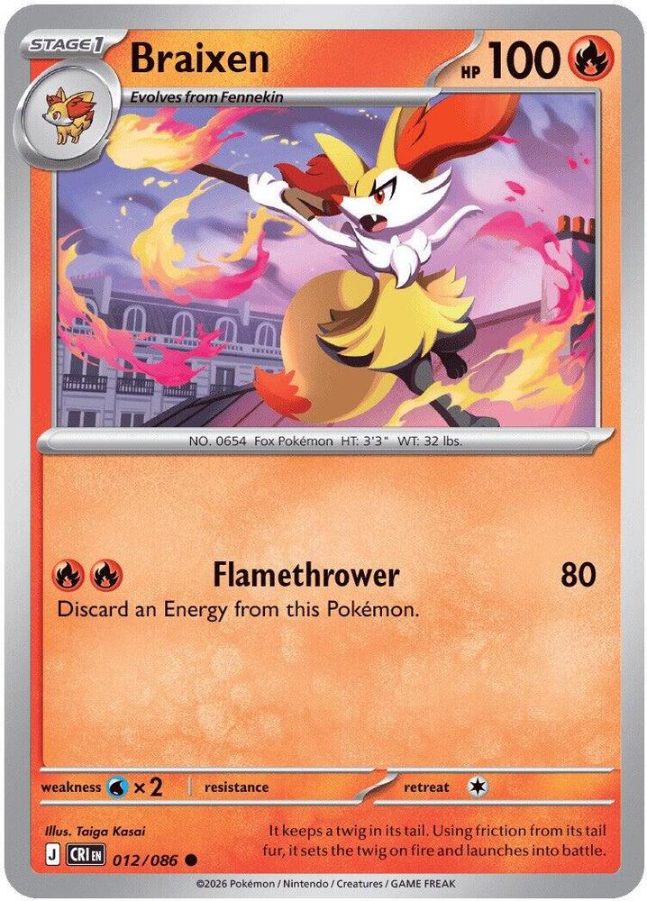 Braixen (Stage 1 Pokémon) (CRI-012/086) (Common)