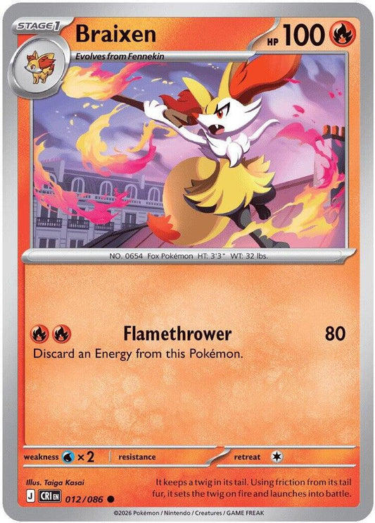 Braixen (Stage 1 Pokémon) (CRI-012/086) (Common)