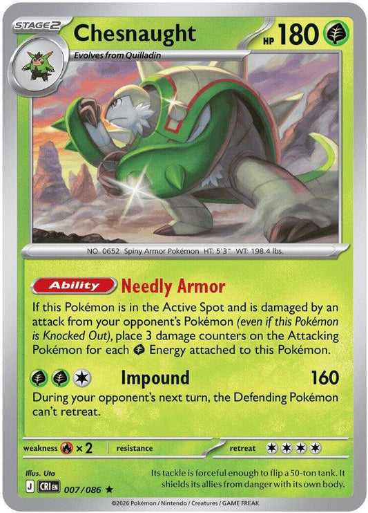 Chesnaught (Stage 2 Pokémon) (CRI-007/086) (Rare)