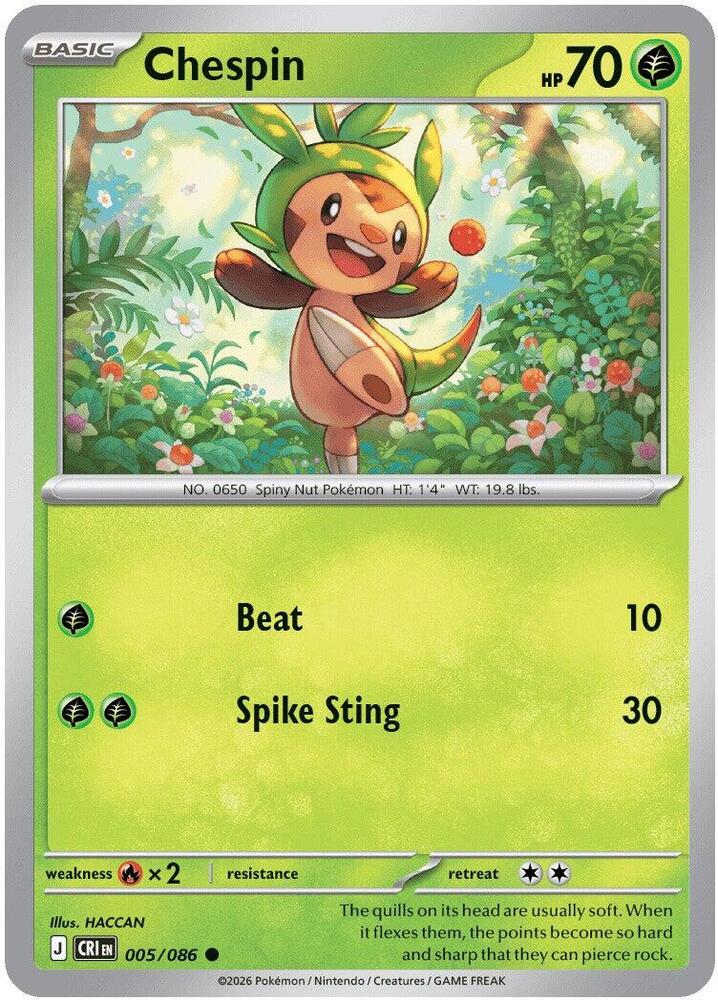 Chespin (Basic Pokémon) (CRI-005/086) (Common)