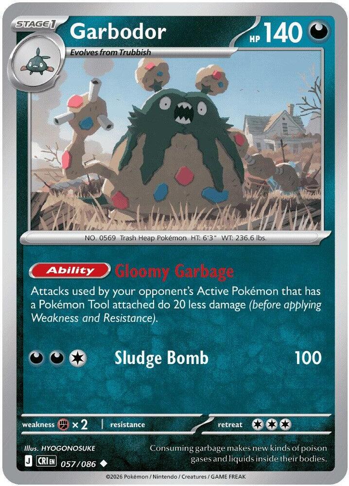 Garbodor (Stage 1 Pokémon) (CRI-057/086) (Uncommon)