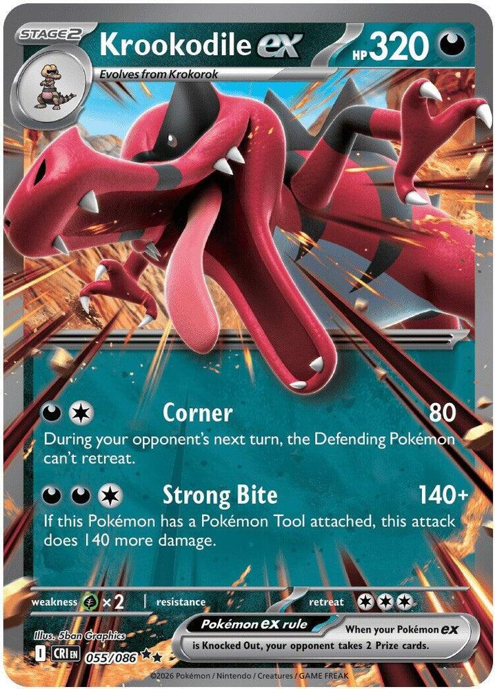 Krookodile ex (Stage 2 Pokémon ex) (CRI-055/086) (Double Rare)