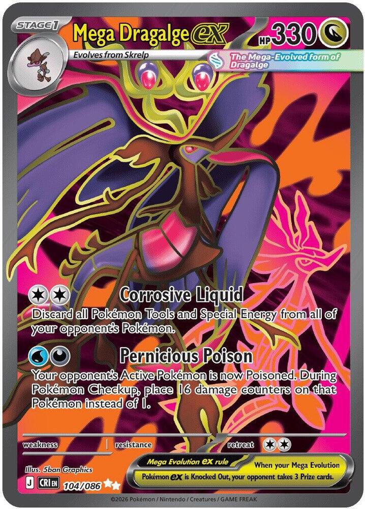 Mega Dragalge ex (Mega Evolution Pokémon ex) (CRI-104/086) (Ultra Rare)