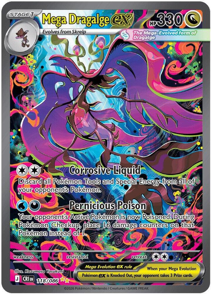 Mega Dragalge ex (Mega Evolution Pokémon ex) (CRI-118/086) (Special Illustration Rare)