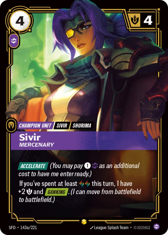 Sivir, Mercenary (Champion Unit) (SFD-143/221) (Rare)