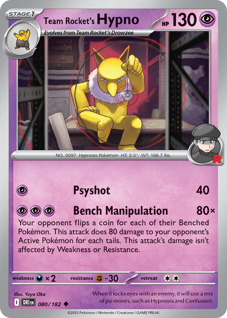 Team Rocket's Hypno (Stage 1 Pokémon) (DRI-080/182) (Uncommon)