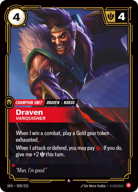Draven, Vanquisher (Champion Unit) (SFD-020/221) (Rare)
