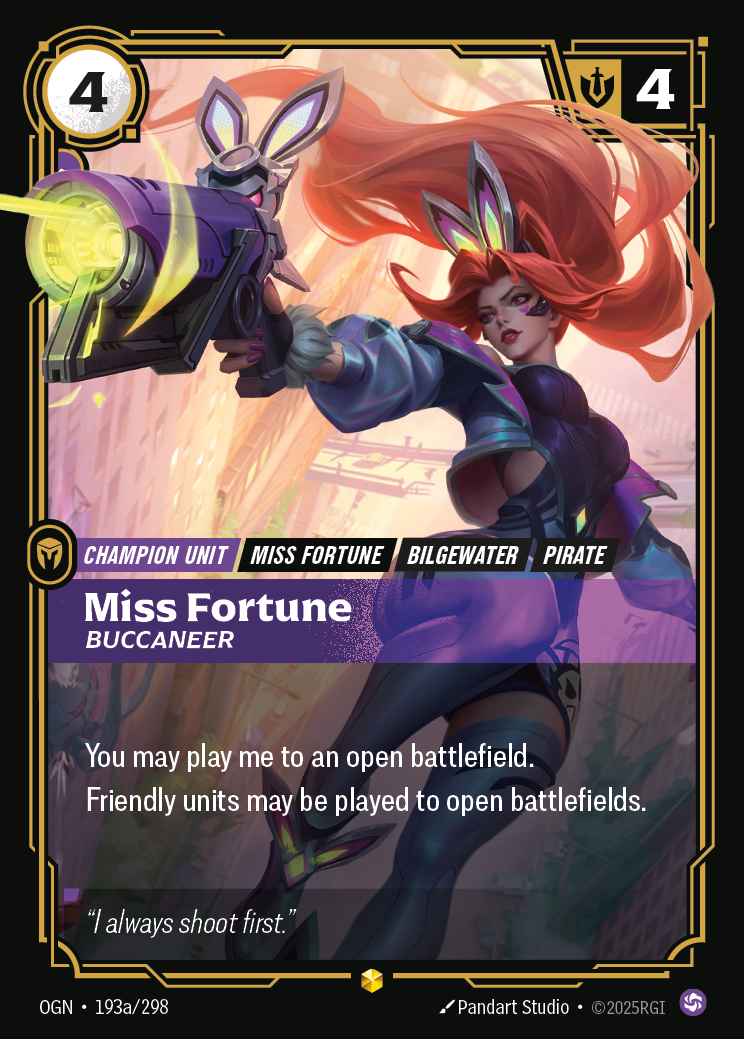 Miss Fortune, Buccaneer (Champion Unit) (OGN-193a/298) (Showcase)