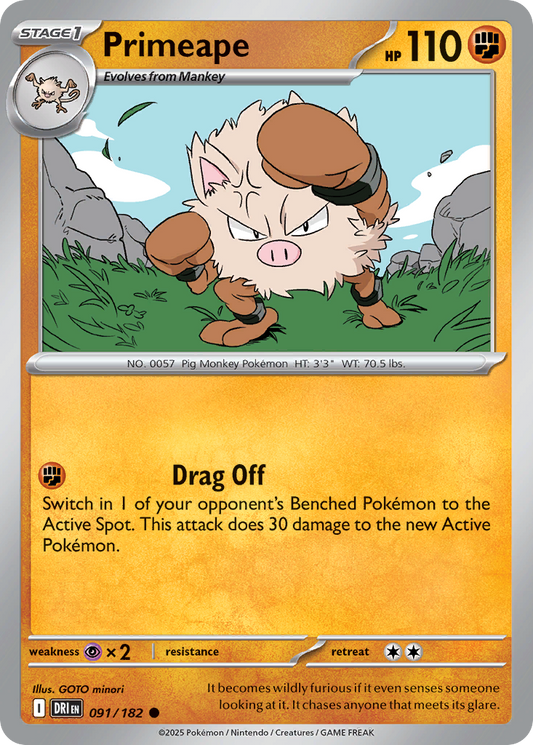 Primeape (Stage 1 Pokémon) (DRI-091/182) (Common)