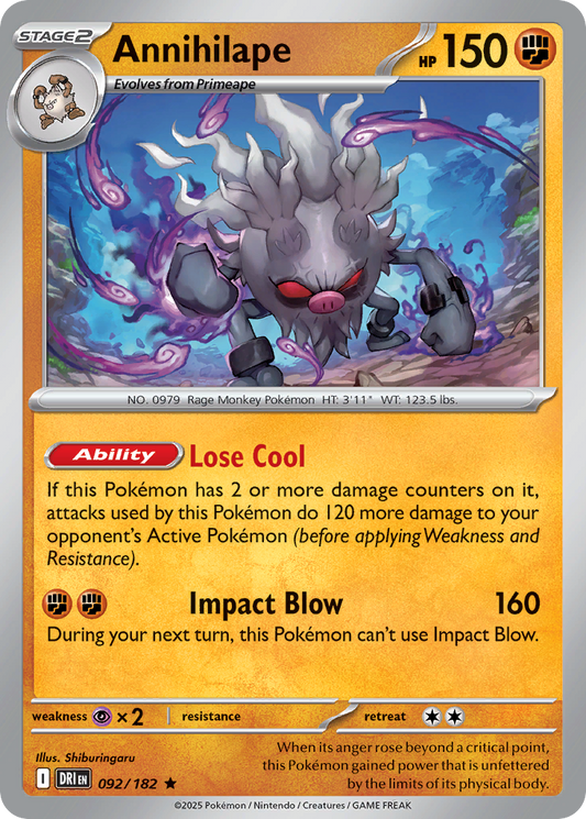 Annihilape (Stage 2 Pokémon) (DRI-092/182) (Rare)
