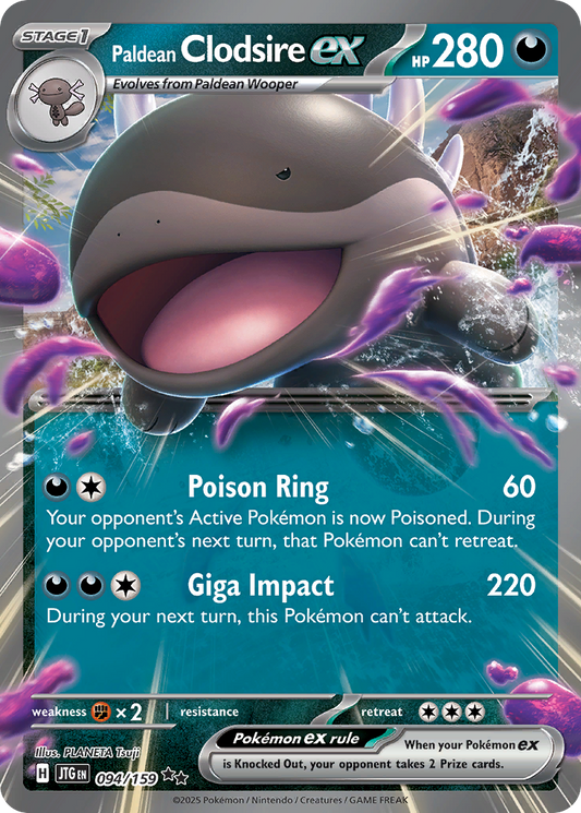 Paldean Clodsire ex (Stage 1 Pokémon ex) (JTG-094/159) (Double Rare)