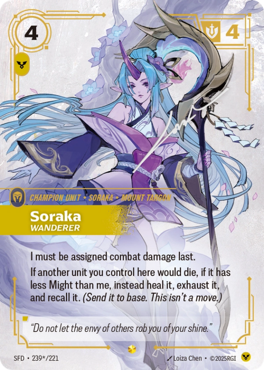 Soraka Wanderer (Champion Unit) (SFD-239*/221) (Showcase Signature)