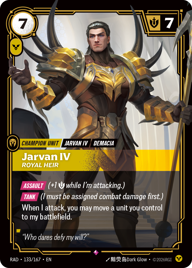 Jarvan IV, Royal Heir (Unit) (RAD-133/167) (Rare)
