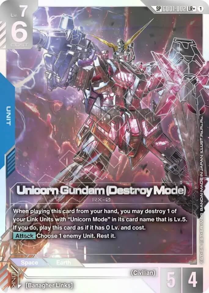 Unicorn Gundam (Destroy Mode) (Unit) (GD01-002-SP) (LR+) (Alternate Art)
