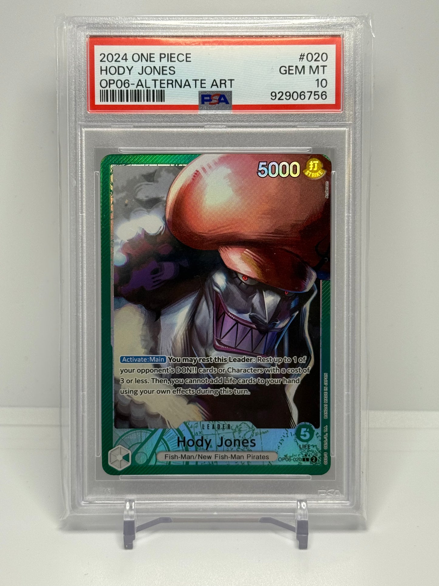 OPTCG Hody Jones Leader PSA 10