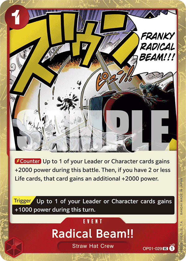 Radical Beam!!! (Character) (OP01-029) (PRB01 Reprint) (UC) (Jolly Roger Stamp)