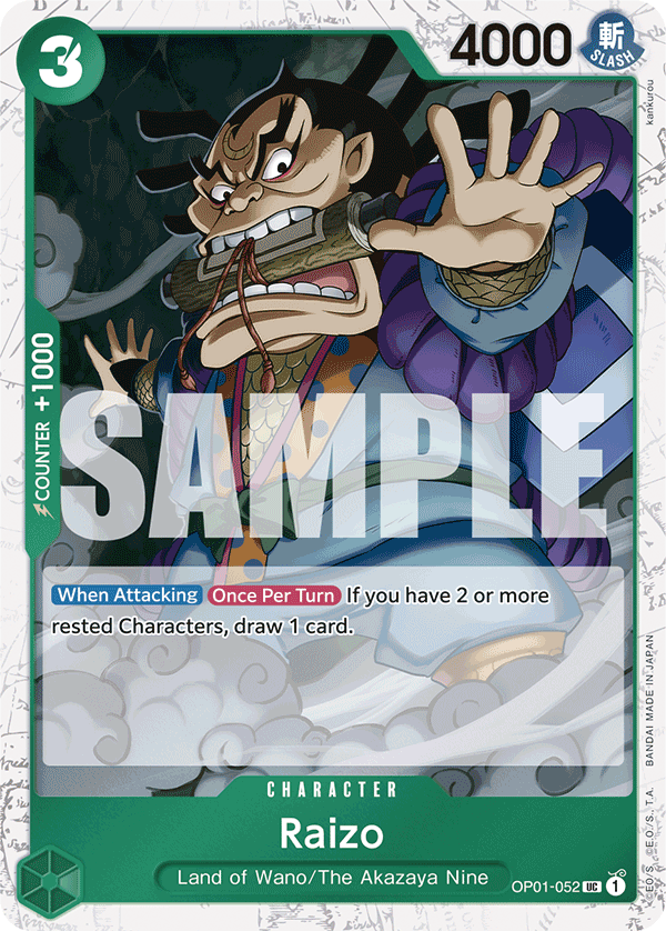 Raizo (Character) (OP01-052) (PRB01 Reprint) (UC) (Jolly Roger Stamp)