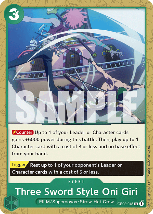 Three Sword Style Oni Giri (Character) (OP02-045) (ST11 Reprint) (C)