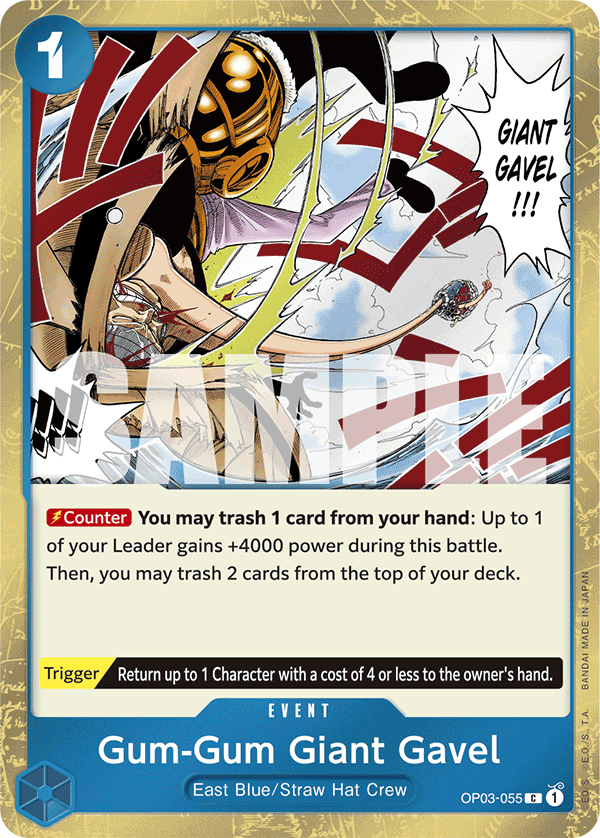 Gum-Gum Giant Gavel (Event) (OP03-055) (PRB01 Reprint) (C) (Jolly Roger Stamp)