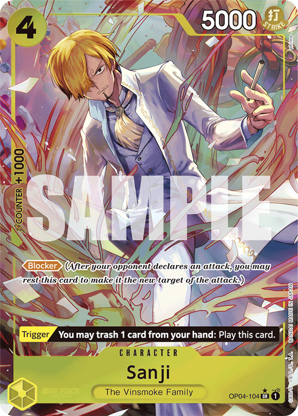 Sanji (Character) (OP04-104) (PRB01 Reprint) (SR) (Alternate Art)
