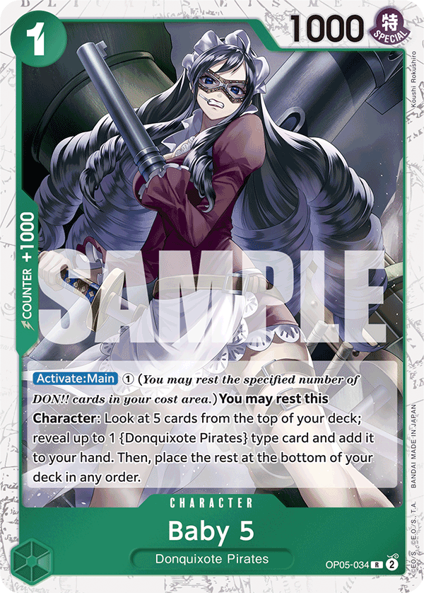 Baby 5 (Character) (OP05-034) (PRB01 Reprint) (R) (Jolly Roger Stamp)