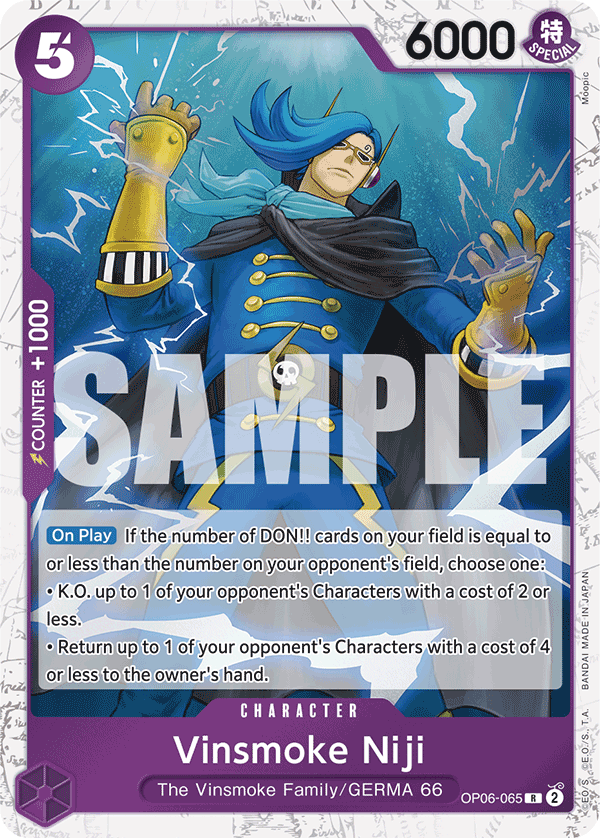 Vinsmoke Niji (Character) (OP06-065) (PRB01 Reprint) (R) (Jolly Roger Stamp)