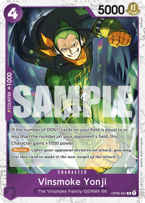 Vinsmoke Yonji (Character) (OP06-067) (PRB01 Reprint) (R) (Jolly Roger Stamp)