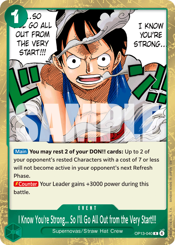 I Know You’re Strong … So I’ll Go All Out from the Very Start !!! (Event) (OP13-040) (R)