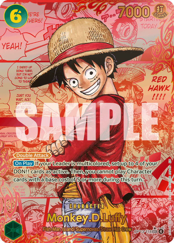 Monkey D Luffy (Character) (OP13-118) (SEC) (Alternate Art) (Red Manga Rare)