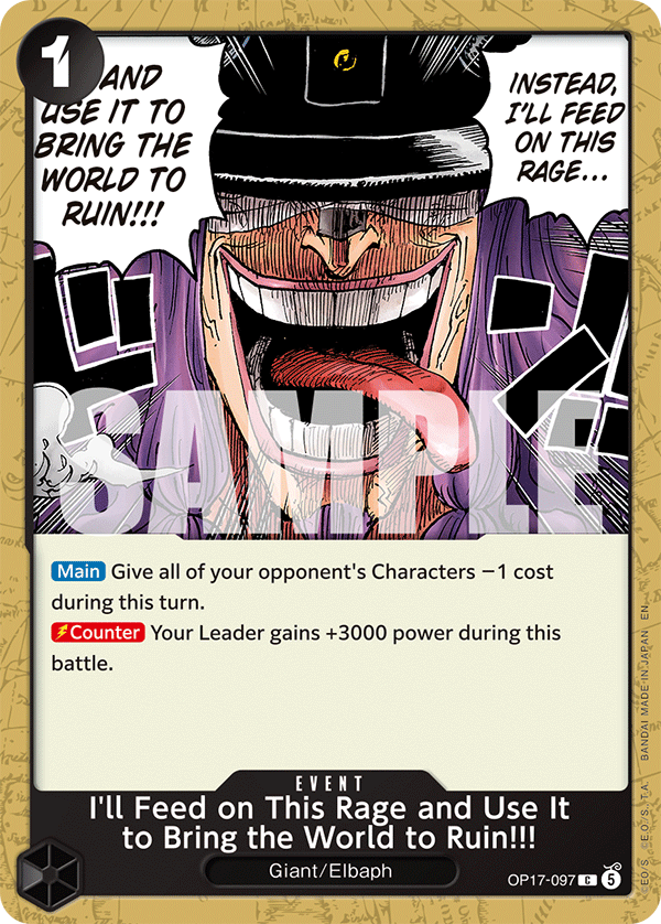 I'll Feed on This Rage and Use It to Bring the World to Ruin!!! (Event) (OP17-097) (C)