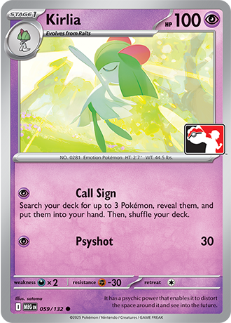Kirlia (Stage 1 Pokémon) (PPS9-MEG-059/132) (Common) (Play! Pokémon Stamp)