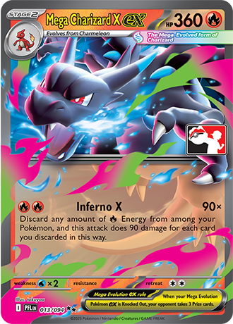 Mega Charizard X ex (Mega Evolution Pokémon ex) (PPS9-PFL-013/094) (Double Rare) (Play! Pokémon Stamp)