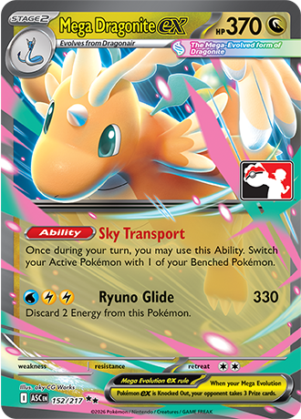 Mega Dragonite ex (Mega Evolution Pokémon ex) (PPS9-ASC-152/217) (Double Rare) (Play! Pokémon Stamp)