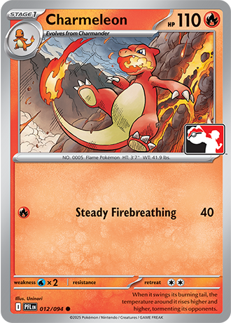 Charmeleon (Stage 1 Pokémon) (PPS9-PFL-012/094) (Common) (Play! Pokémon Stamp)
