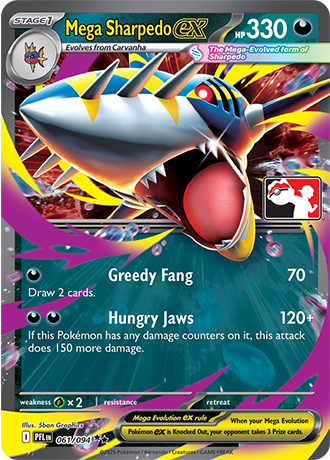 Mega Sharpedo ex (Mega Evolution Pokémon ex) (PPS9-PFL-061/094) (Double Rare) (Play! Pokémon Stamp)
