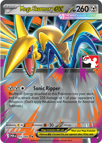 Mega Skarmory ex (Mega Evolution Pokémon ex) (PPS9-POR-055/088) (Double Rare) (Play! Pokémon Stamp)