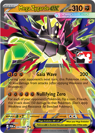 Mega Zygarde ex (Mega Evolution Pokémon ex) (PPS9-POR-047/088) (Double Rare) (Play! Pokémon Stamp)