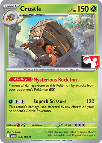 Crustle (Stage 1 Pokémon) (PPS9-DRI-012/182) (Rare) (Play! Pokémon Stamp)
